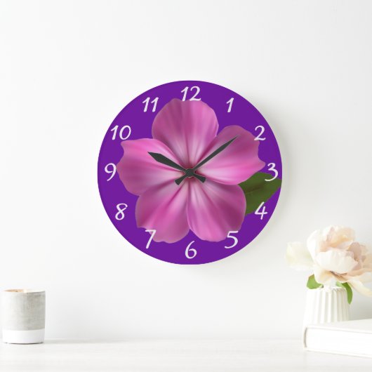 Lila Blume Große Wanduhr (Zuhause)
