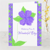 Lila Blume Happy Birthday Karte (Gelbe Blume)