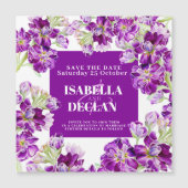 Lila Blume Hochzeit auf Lager speichern das Datum Magnetkarte (Vorderseite)