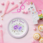 Lila Blume-Hochzeit Pappteller (Party)