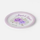Lila Blume-Hochzeit Pappteller (Schrägansicht)