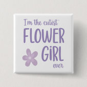 Lila Blume Ich bin das Niedlichste Blumenmädchen a Button (Vorderseite)