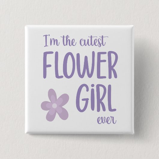Lila Blume Ich bin das Niedlichste Blumenmädchen a Button (Vorderseite)