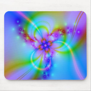 Lila Blume im Blau Mousepad