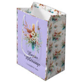 Lila Blume im Wasserfarbkreuz Christlich Ostern Mittlere Geschenktüte (Vorderseite Schrägansicht)