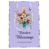 Lila Blume im Wasserfarbkreuz Christlich Ostern Mittlere Geschenktüte (Vorderseite)