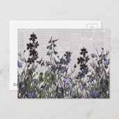 Lila Blume in Vintager Zeitung Postkarte (Vorne/Hinten)