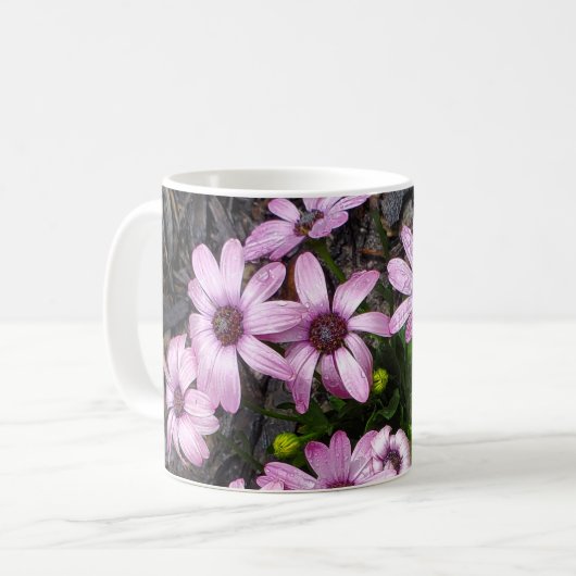 Lila Blume Kaffeetasse (Vorderseite Links)