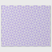 Lila Blume Kariertes Retro-Muster geprüft Geschenkpapier (Flach)