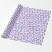 Lila Blume Kariertes Retro-Muster geprüft Geschenkpapier (Ungerollt)