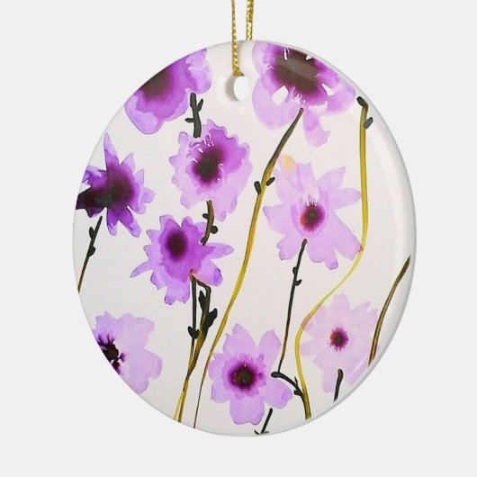 Lila Blume Keramik Ornament (Links)