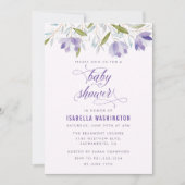 Lila Blume Kinderdusche Einladung (Vorderseite)