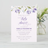 Lila Blume Kinderdusche Einladung (Stehend Vorderseite)