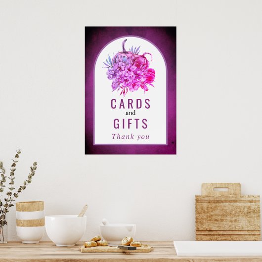 Lila Blume Kürbiskarten und Geschenke Poster (Küche)