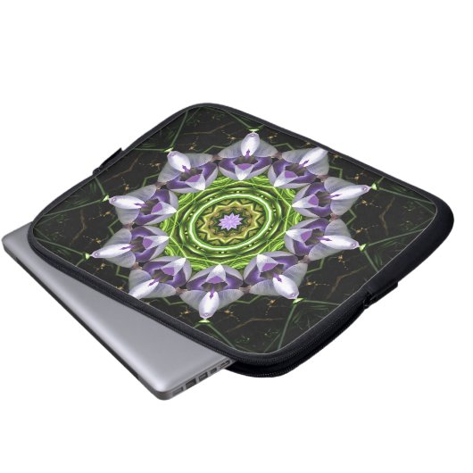 Lila Blume Laptopschutzhülle (Vorne Knopf)