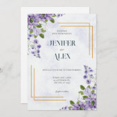 Lila Blume Lavante Floral Wedding Einladung (Vorne/Hinten)