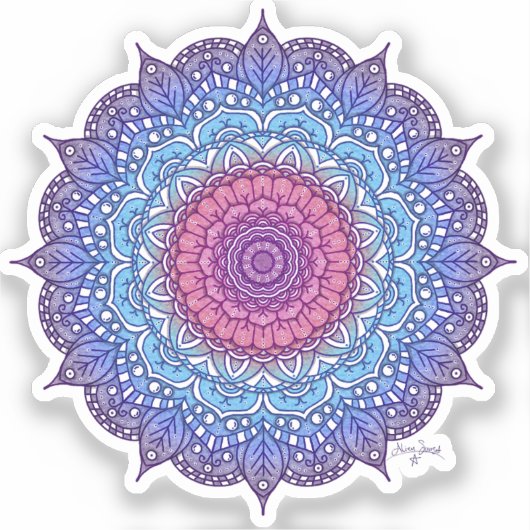 Lila Blume Leaf Mandala Aufkleber (Vorderseite)