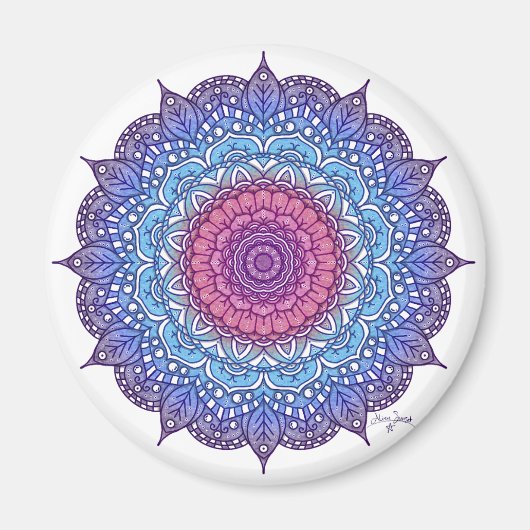 Lila Blume Leaf Mandala Magnet (Vorne)