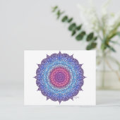Lila Blume Leaf Mandala Postkarte (Stehend Vorderseite)