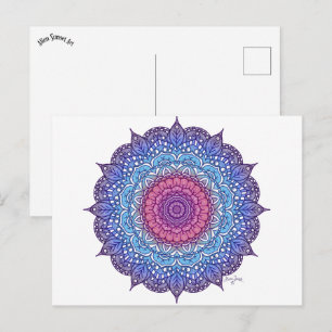 Lila Blume Leaf Mandala Postkarte