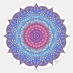 Lila Blume Leaf Mandala Runder Aufkleber