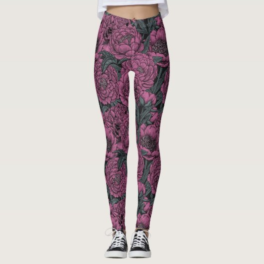 Lila Blume Leggings (Vorderseite)