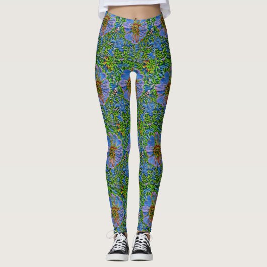 Lila Blume Leggings (Vorderseite)