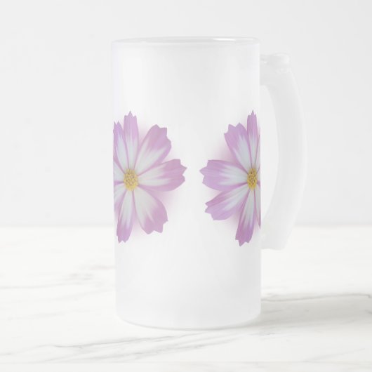 Lila Blume Mattglas Bierglas (VorderseiteRechts)