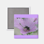 Lila Blume mit Biene Magnet (Vorderseite/Rückseite)