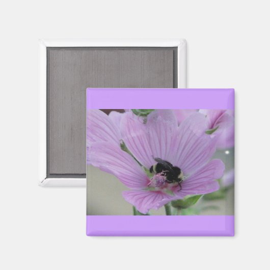 Lila Blume mit Biene Magnet (Vorderseite/Rückseite)
