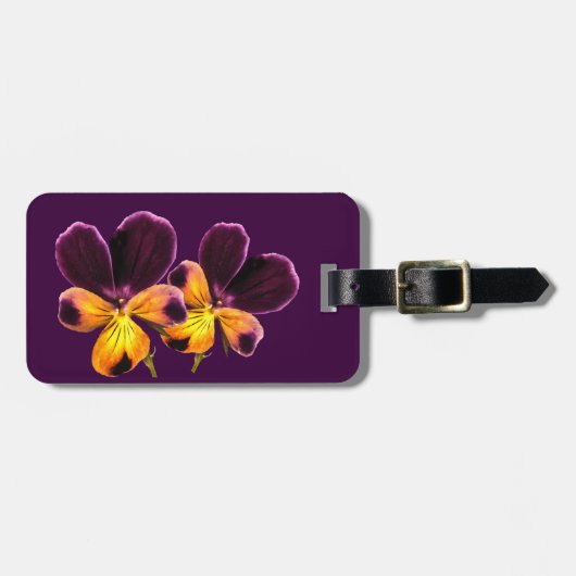Lila Blume mit Blumenmuster - Gepäckstück Gepäckanhänger (Vorderseite horizontal)