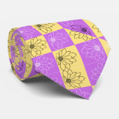 Lila Blume mit Gold - nahtlose Checkerboard-Muster Krawatte (Gerollt)
