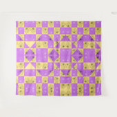 Lila Blume mit Gold - nahtlose Checkerboard-Muster Wandteppich (Vorderseite (Horizontal))