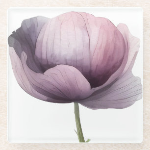 Lila Blume mit illustriertem Gefälle Glasuntersetzer