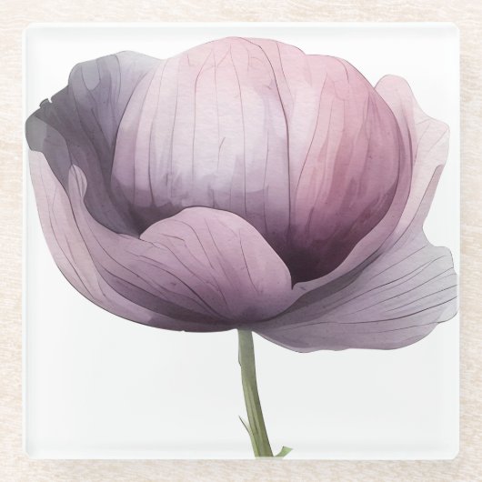 Lila Blume mit illustriertem Gefälle Glasuntersetzer (Vorderseite)