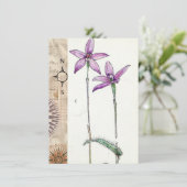 Lila Blume mit Karte (Stehend Vorderseite)