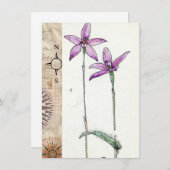 Lila Blume mit Karte (Vorne/Hinten)