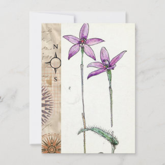 Lila Blume mit Karte