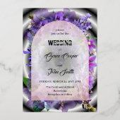 Lila Blume mit komplexem Hintergrund / minimalisti Folieneinladung (Vorderseite)