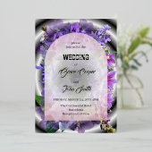 Lila Blume mit komplexem Hintergrund / minimalisti Folieneinladung (Stehend vorne)