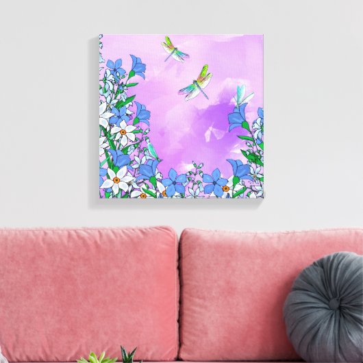 lila Blume mit Libellen Leinwanddruck (Insitu (Wohnzimmer))