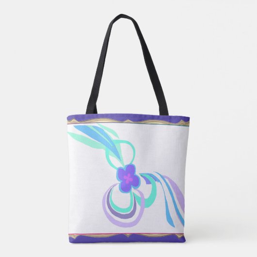 Lila Blume mit Ribbons Tasche (Rückseite)