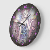 Lila Blume mit rosa Wandklemme Große Wanduhr (Winkel)