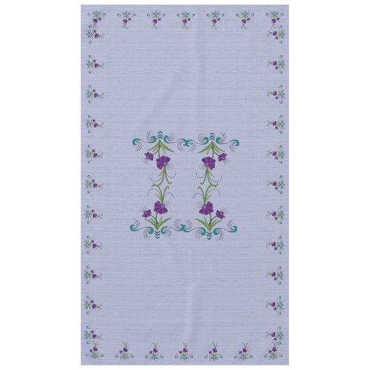 Lila Blume mit Tumbling Aquamarinen Wirbel60x104 Tischdecke (Vorderseite)