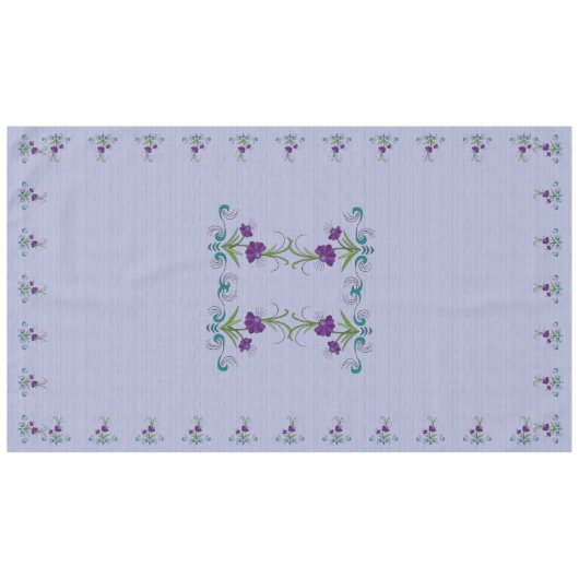 Lila Blume mit Tumbling Aquamarinen Wirbel60x104 Tischdecke (Vorderseite (Horizontal))