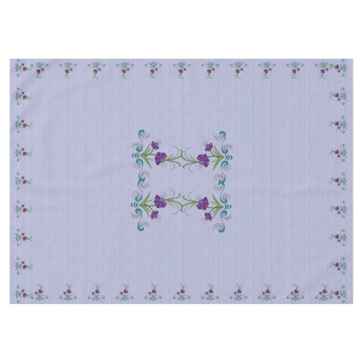 Lila Blume mit Tumbling Aquamarinen Wirbel60x84 Tischdecke (Vorderseite (Horizontal))
