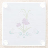 Lila Blume mit Tumbling Aquamarinen Wirbel Glasuntersetzer (Rückseite)