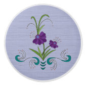Lila Blume mit Tumbling Aquamarinen Wirbel Keramikknauf (Vorderseite)