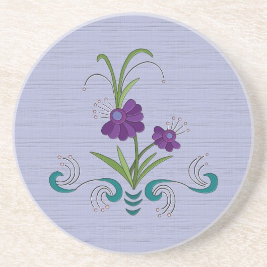 Lila Blume mit Tumbling Aquamarinen Wirbel Sands Getränkeuntersetzer (Vorne)