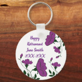 Lila Blume Mitarbeiter bei glücklicher Pensionieru Schlüsselanhänger (Vorderseite)